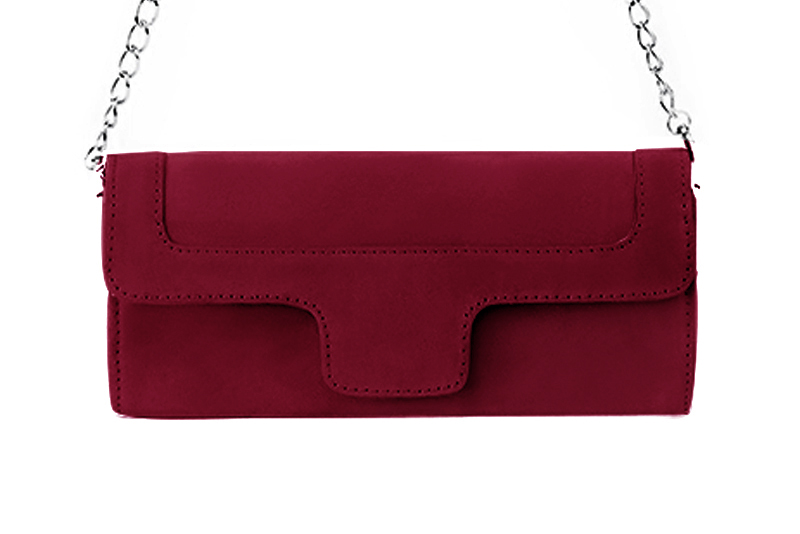 Dress clutch for wedding and parties in burgundy red leather - Profile view